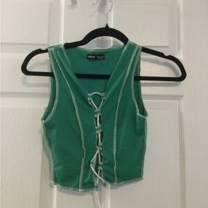 Green and white tank top